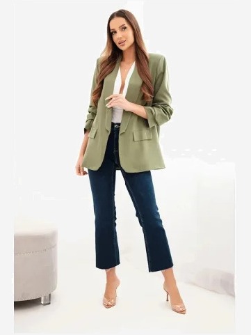 Elegantné sako s klopami svetlé khaki