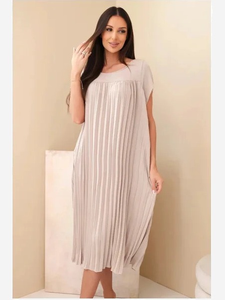 Dámske viskózové plisované šaty s krátkym rukávom fango