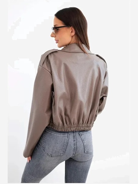 Dámska ramoneska bunda z ekokože so zipsom fango