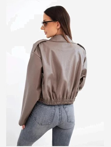 Dámska ramoneska bunda z ekokože so zipsom fango
