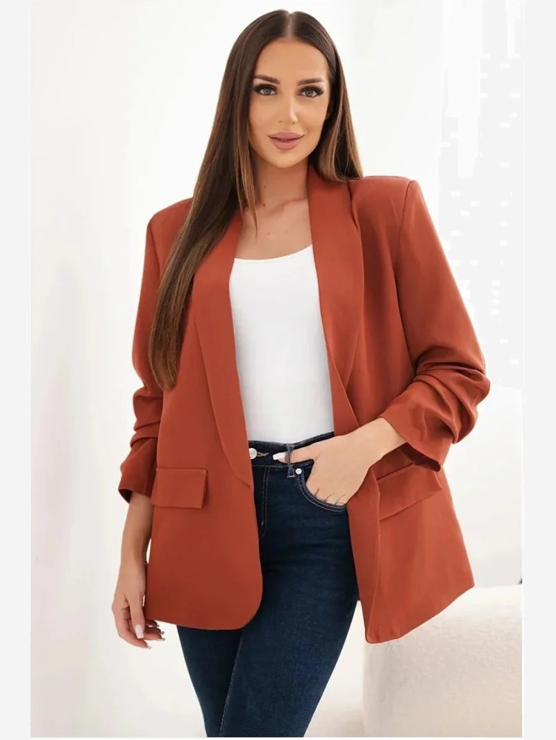 Sako s klopami elegantné rudá
