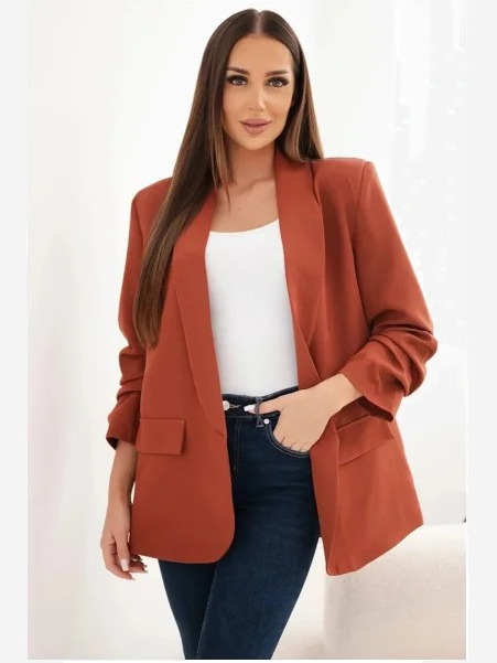 Sako s klopami elegantné rudá