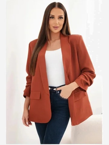 Sako s klopami elegantné rudá