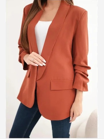 Sako s klopami elegantné rudá