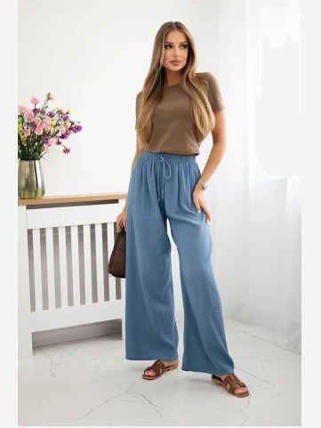 Mušelínové široké nohavice Denim