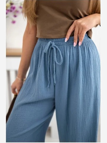 Mušelínové široké nohavice Denim