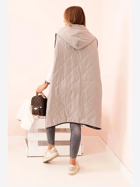 Dámska prešívaná vesta Plus Size s kapucňou na zips fango
