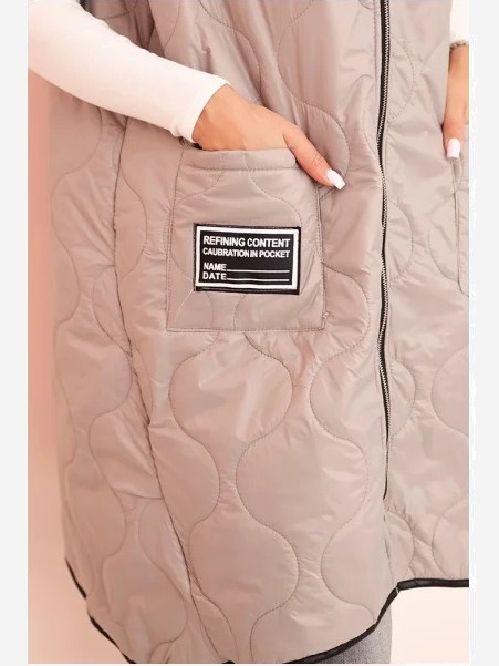 Dámska prešívaná vesta Plus Size s kapucňou na zips fango