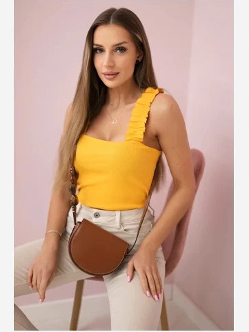tričko s volánmi horčica