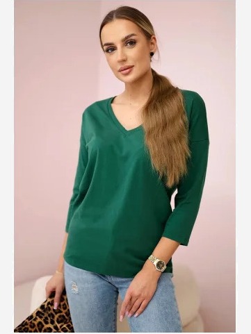 tričko s výstrihom do V zelená