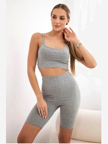 Set športový top + legíny sivá