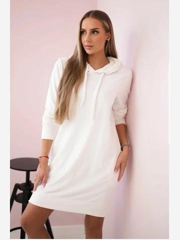 Velúrové šaty s kapucňou biela