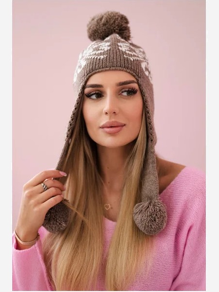 Dámska čiapka s dlhými ušami Balbina K381 cappuccino