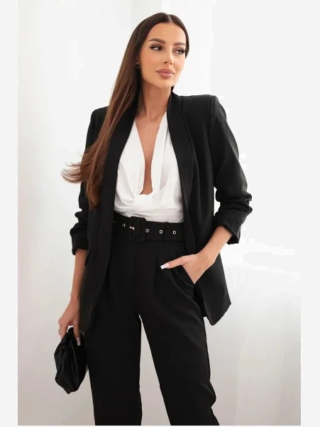 Elegantná súprava saka a nohavíc čierna