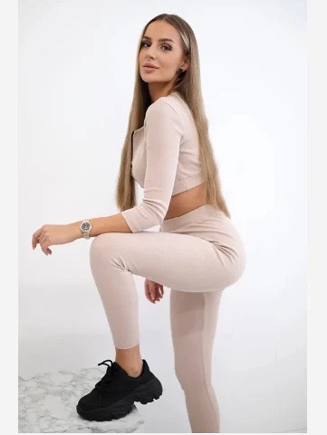crop top set svetlo béžová