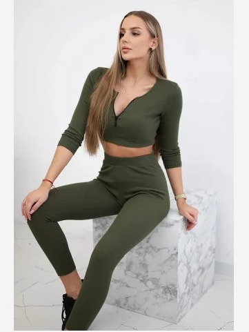 crop top set kaki