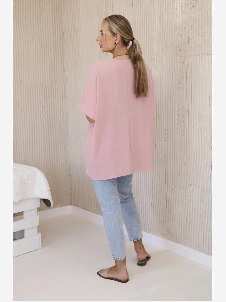 Oversized blúzka s príveskom tmavo ružová