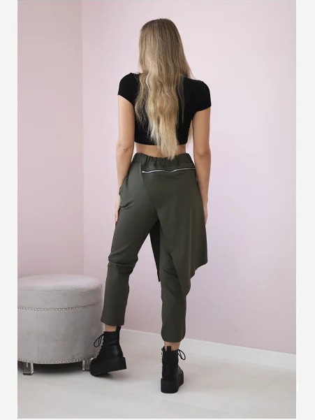 Zimné nohavice s ozdobným zipsom khaki