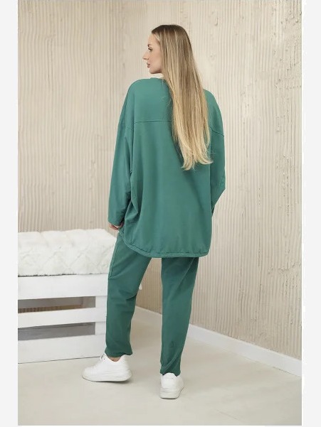 Oversize bavlnená súprava mikina + nohavice zelený