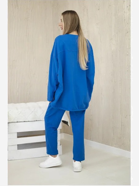 Oversize bavlnená súprava mikina + nohavice modrá