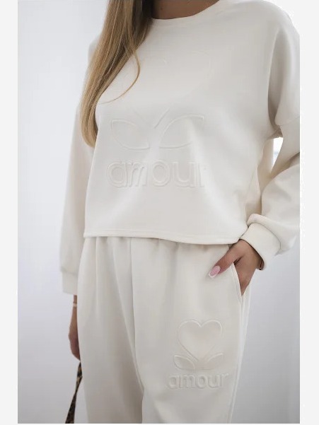 Viskózový set Amour mikina + nohavice svetlo béžová