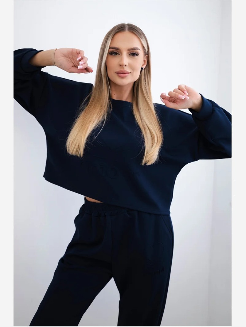 Viskózový set Amour mikina + nohavice námornícka modrá