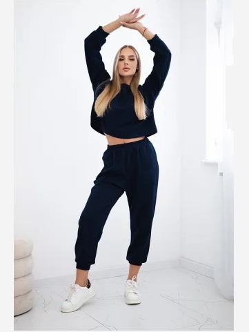Viskózový set Amour mikina + nohavice námornícka modrá