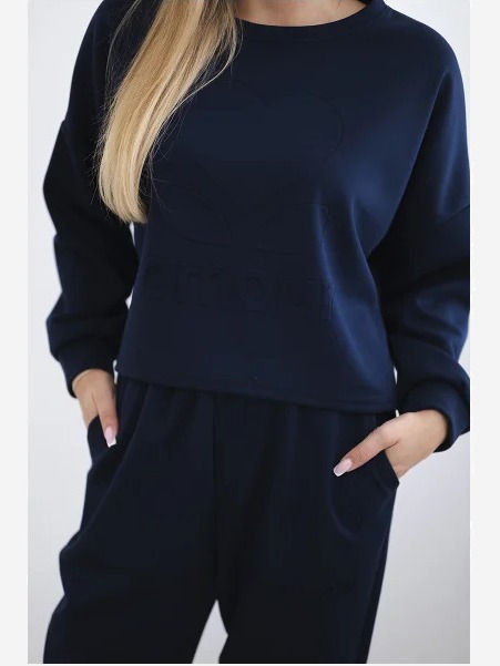 Viskózový set Amour mikina + nohavice námornícka modrá