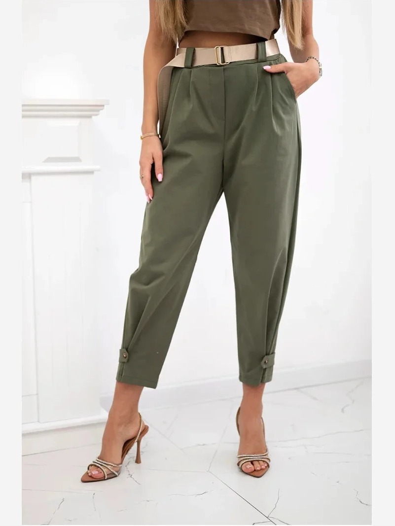 Summer Punto nohavice s opaskom khaki