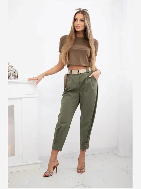 Summer Punto nohavice s opaskom khaki