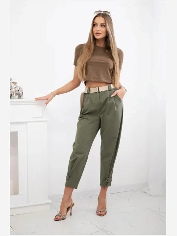 Summer Punto nohavice s opaskom khaki