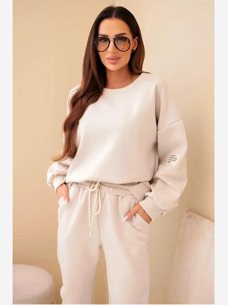 Set mikina + nohavice maslová látka béžový