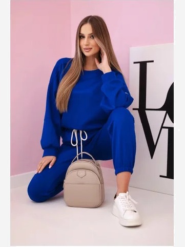 Set mikina + nohavice maslová látka nevädza modrá