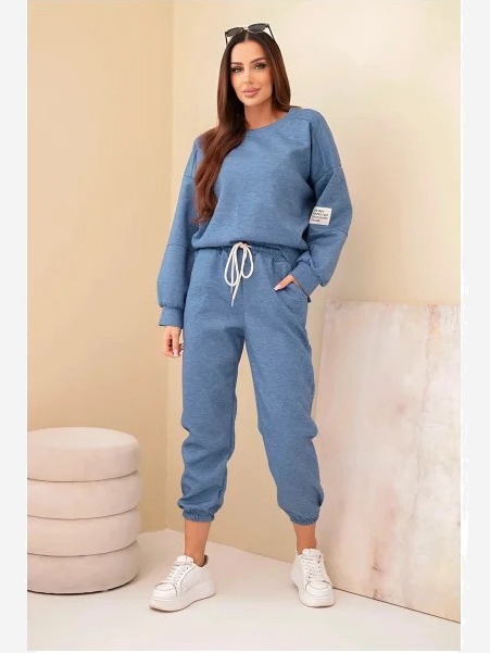 Set mikina + nohavice maslová látka džínsovina melanž