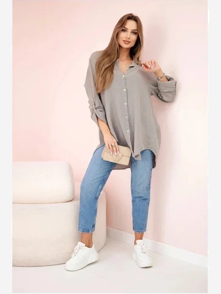 Bavlnená mušelínová košeľa oversize Fango