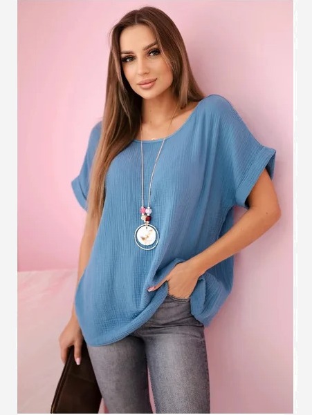 Mušelínová blúzka s náhrdelníkom Denim