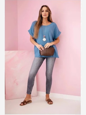 Mušelínová blúzka s náhrdelníkom Denim