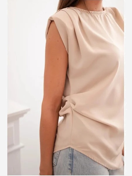 Tričko s volánmi a asymetrickým strihom béžový