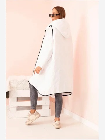 Dámska prešívaná vesta Plus Size s kapucňou na zips biela