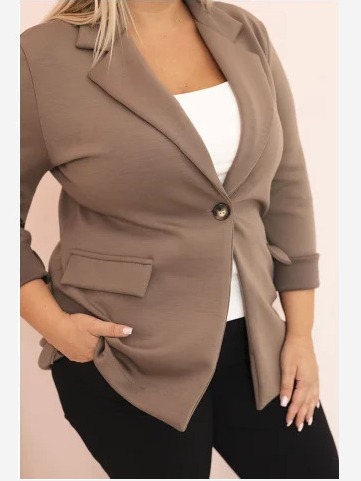 Sako z viskózy Plus Size s dlhým rukávom a golierom fango