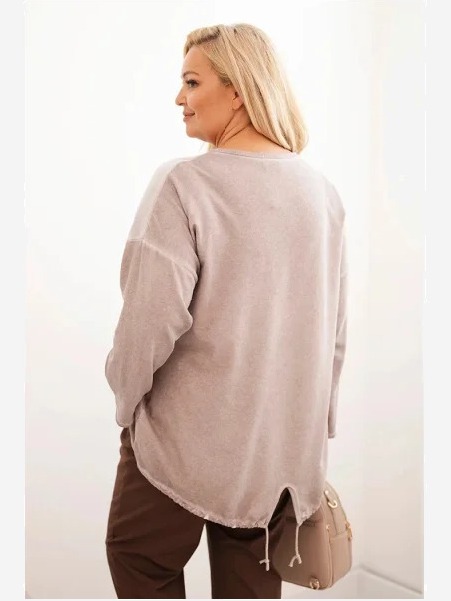 Dámska mikina Plus Size bavlnená s potlačou srdca a šnúrkami fango
