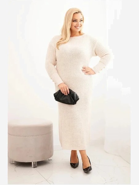 Dámske šaty Plus Size s moherom béžová