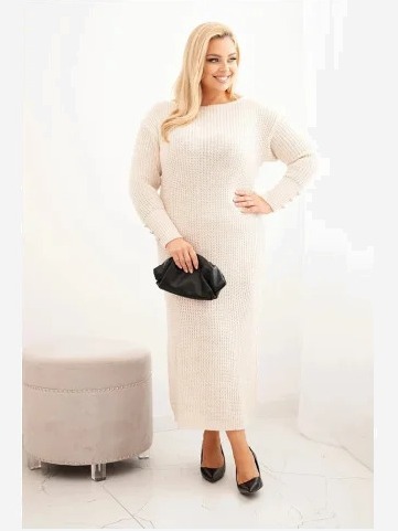 Dámske šaty Plus Size s moherom béžová