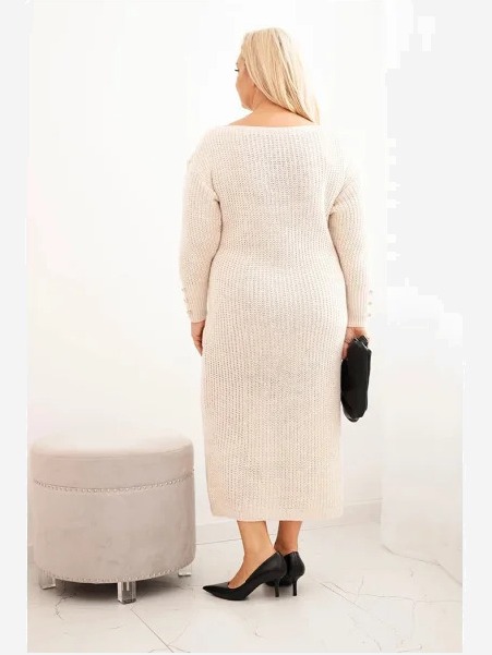Dámske šaty Plus Size s moherom béžová