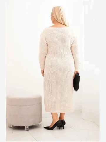 Dámske šaty Plus Size s moherom béžová