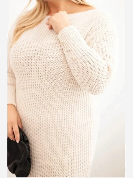 Dámske šaty Plus Size s moherom béžová