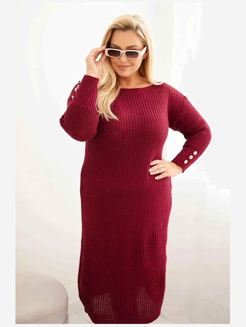 Šaty Plus Size s moherom bordová