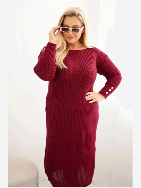 Šaty Plus Size s moherom bordová
