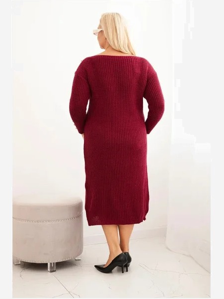 Šaty Plus Size s moherom bordová