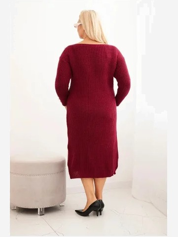 Šaty Plus Size s moherom bordová